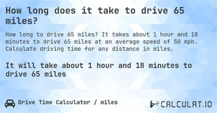 How long does it take to drive 65 miles?