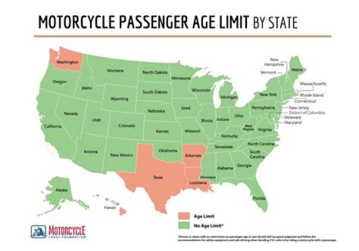 Is there an age limit for motorcycle passengers?