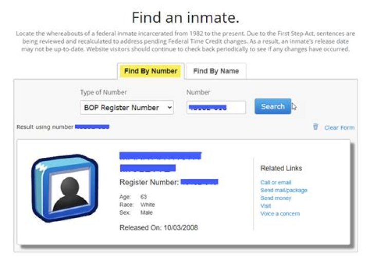 What does federal inmate register number mean?
